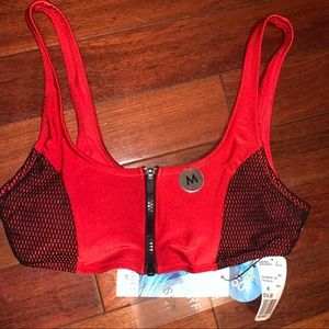 Red zip up front forever21 bikini top